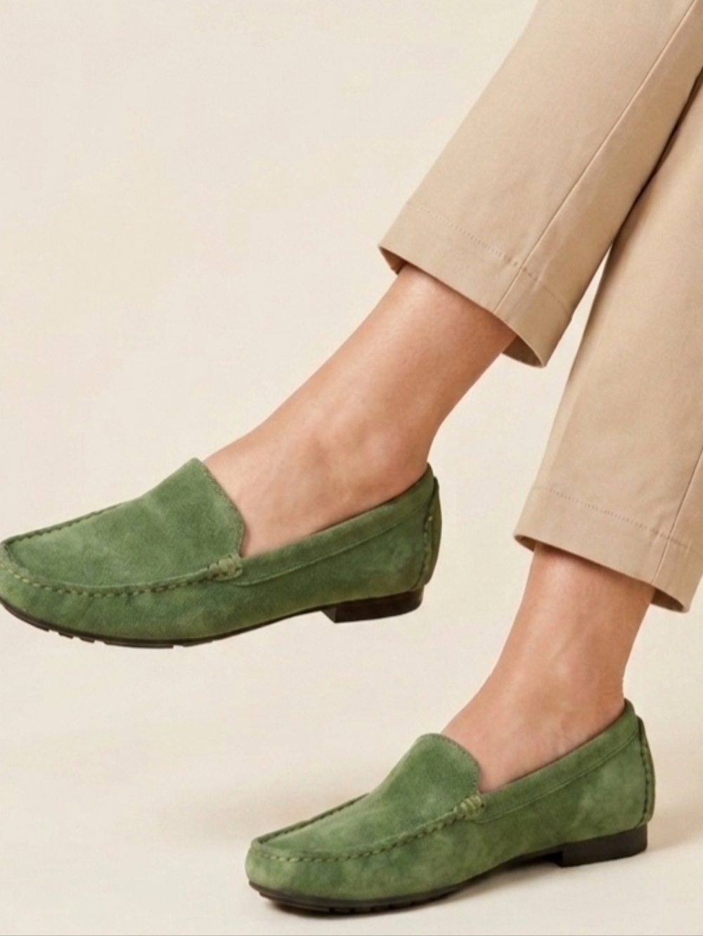 Talbots Green Suede Loafers Slip On Shoe 5.5 Preppy Old Money Minimalist Classic